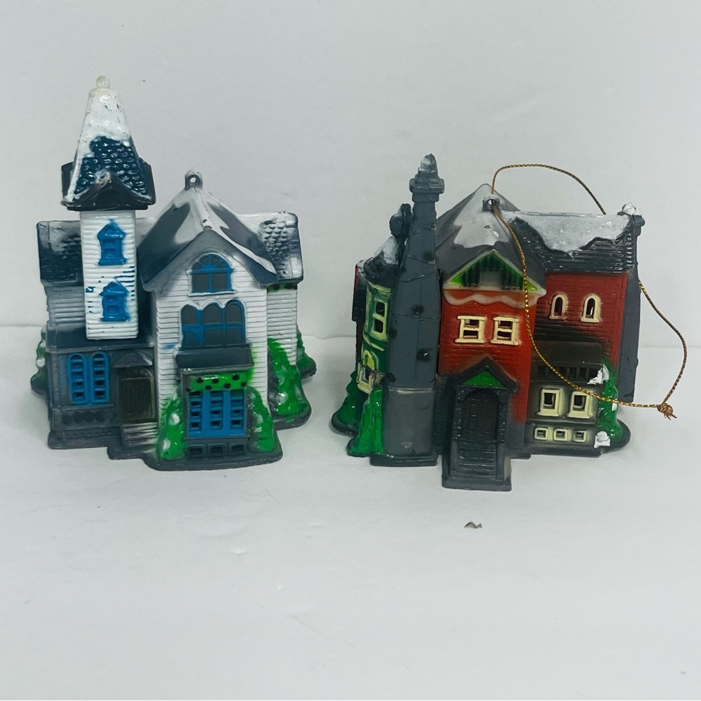 vintage dickens christmas village pleastic ornament‎ tree light covers houses